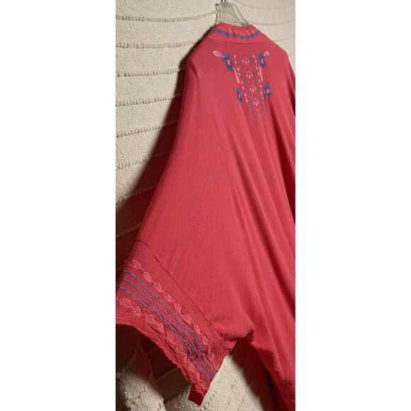 NWT Curations Embroidered Coral Kimono Cardigan Boho Festival Cover-Up 2X/3X - Picture 8 of 9